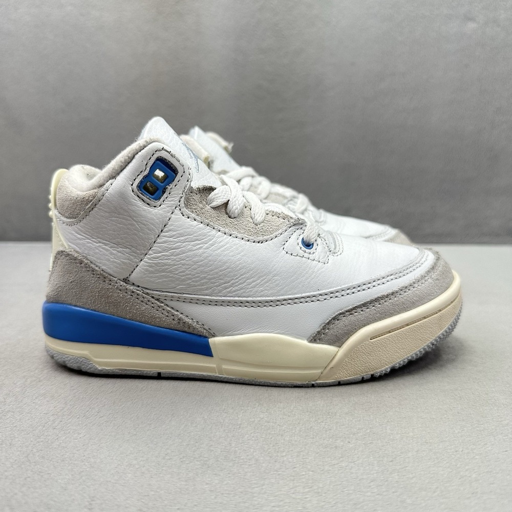 Nike Air Jordan 3 Retro (PS) Size 12C Shoes Lucky Shorts White / Blue Toddler